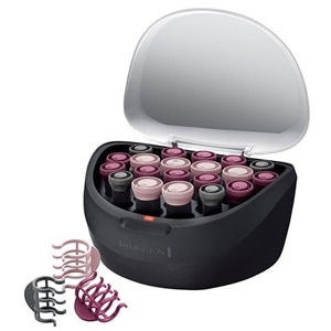 Trusa de bigudiuri electrice Remington Ionic H5600, 20 bigudiuri, 3 marimi, Ionizare, Invelis catifelat, Nucleu ceara, Negru